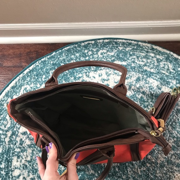 Orange and brown Steve Madden tote purse - Picture 4 of 6
